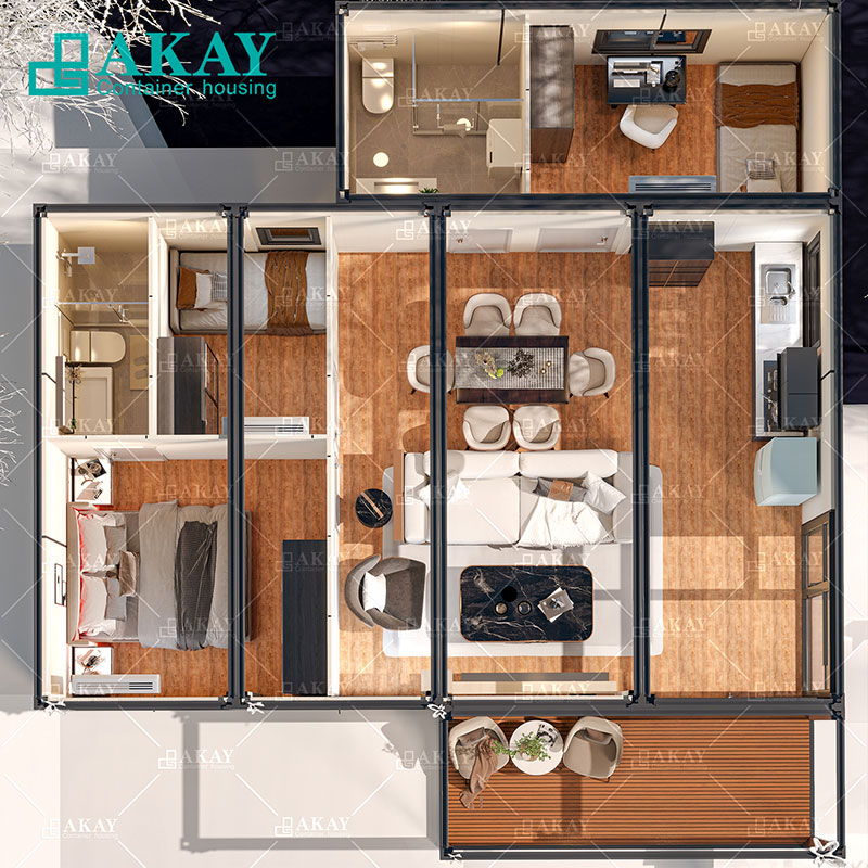 Luxury country style customized sandwich panel flat pack prefab house container home for villa